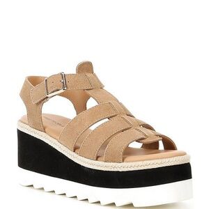 NWT Free People Movement Mykonos Suede Fisherman Platform Wedge Sandals Vachetta